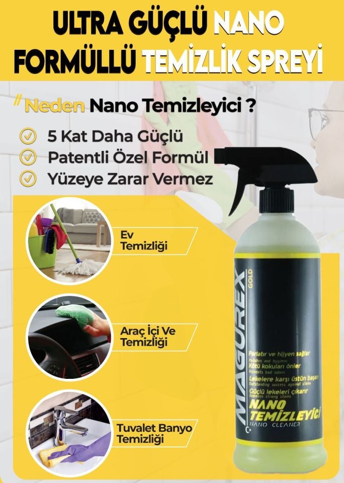 1 ALANA 1 BEDAVA  MAGUREX  NANO GENEL TEMİZLEYİCİ 2X 800 ML